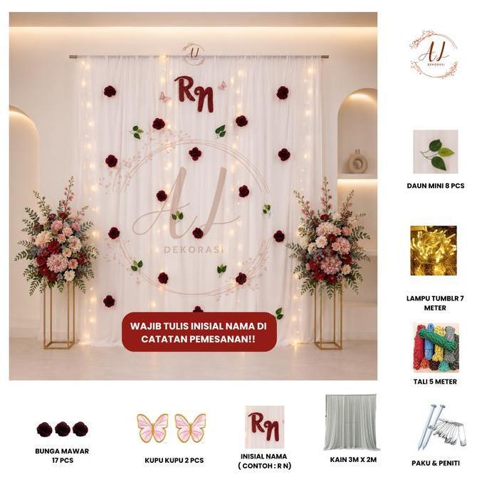 PAKET DEKORASI LAMARAN MODERN/ BACKDROP LAMARAN/ LAMARAN MURAH/ DEKOR LAMARAN/ DEKOR WEEDING/ DEKORA
