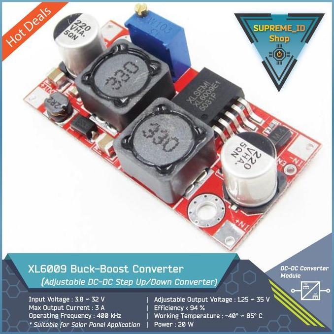 XL6009 DC-DC Step Up / Down Buck-Boost Power Supply Converter Module | 3A 20W