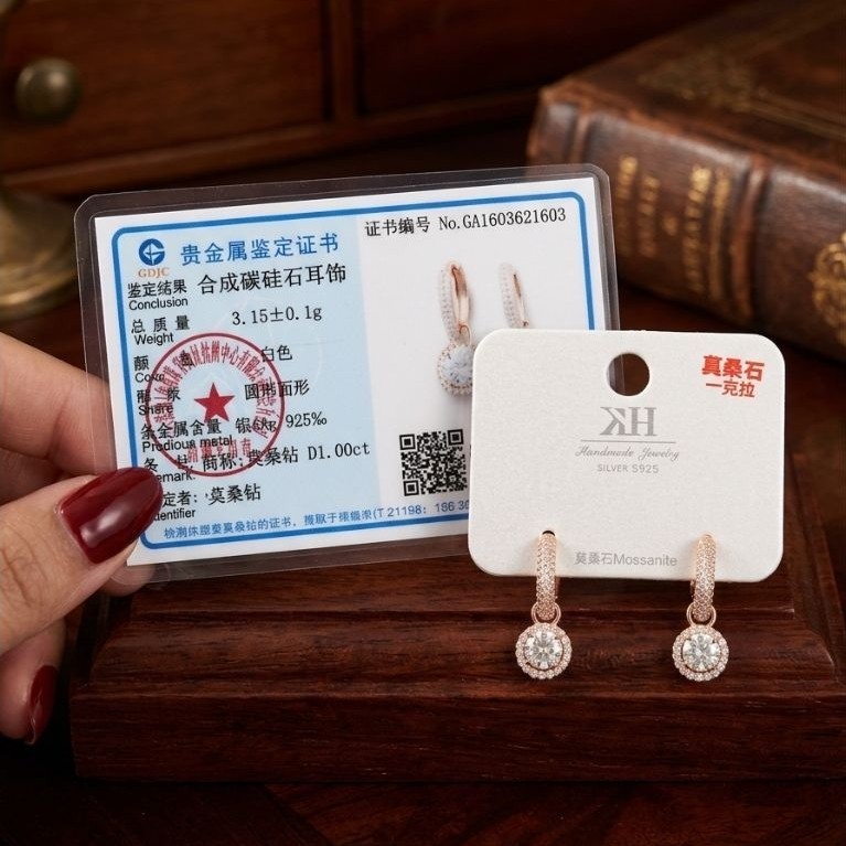 Anting Berlian Moissanite berkilau Asli S925 Silver