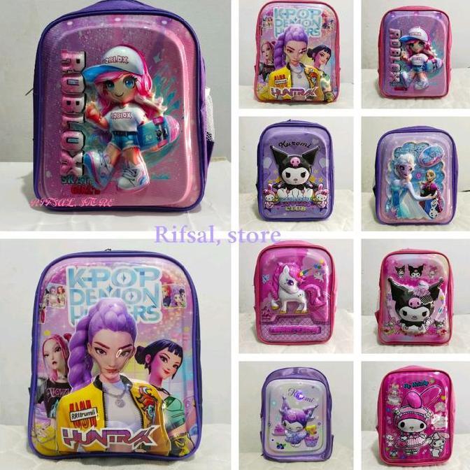 TERBARU Rifsal,store Tas Sekolah Karakter Cewe RUMMI FROZEN KUROMI MELODI DLL Ukuran SD TK PAUD 3D T