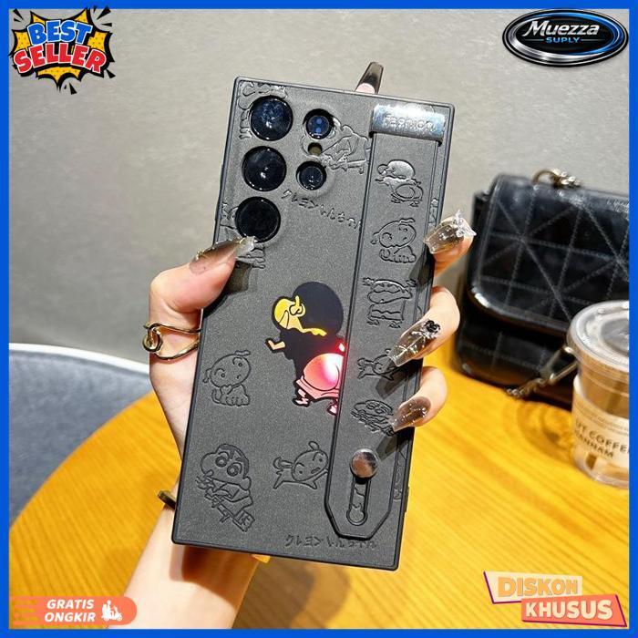 Funny Crayon Shin Chan Laser Leather Wristlet Phone Case For Samsung Galaxy A57 A56 A55 A54 A37 A36 