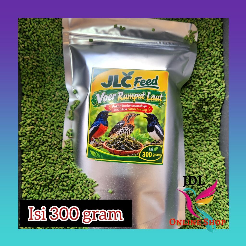 JLC Feed Voer Rumput Laut seaweed Pakan Burung murai batu anis cicak ijo kacer Isi 300 gram
