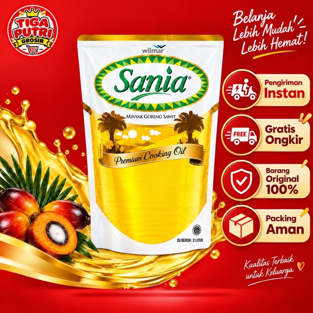 SANIA Minya Goreng 2L/2000ml refill Original 100% murah satuan/ecer