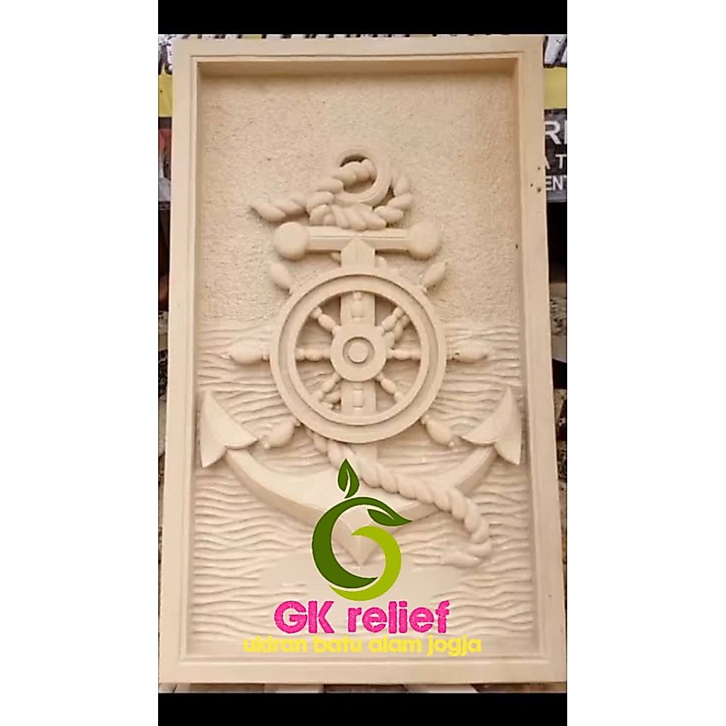 relief batu paras motif jangkar