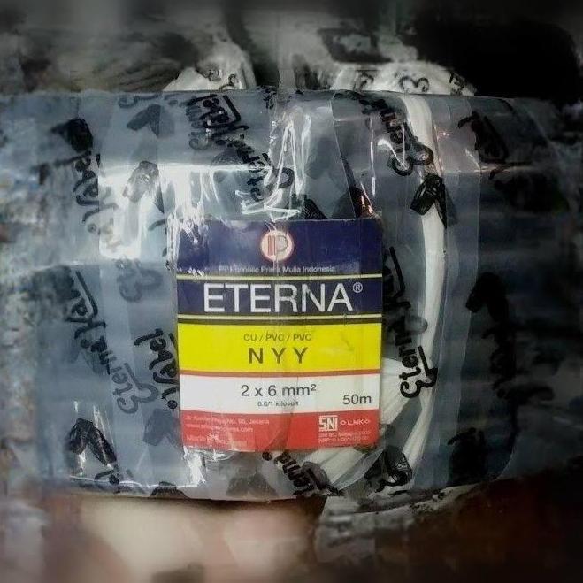 ETERNA KABEL NYY 2x6 50Meter Kabel Kawat Tembaga Tunggal HITAM 2x6