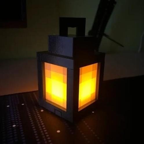 Minecraft Lantern dengan rantai LED Lamp Tealight Lampu Desk