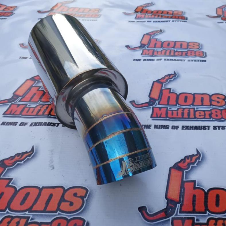 Original Knalpot Mobil Js Racing Biru Suara Bass Kering Untuk Semua Tipe Mobil