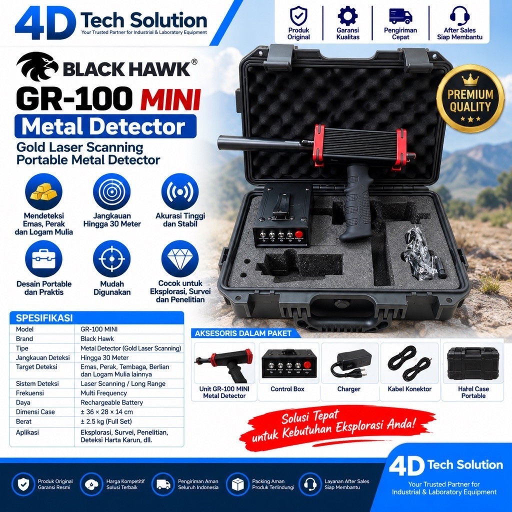 Black Hawk GR-100 mini 30M Metal detector gold laser scanning portable