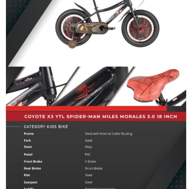 Sepeda BMX 18 element coyote Spiderman kualitas bagus bisa cod seluruh indonesia