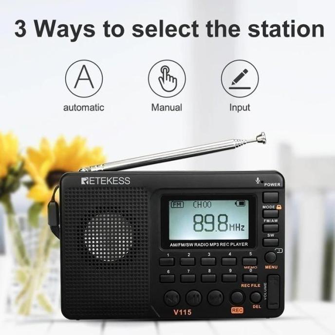 RETEKESS V115 - Portable AM FM Digital Radio with MP3 Player