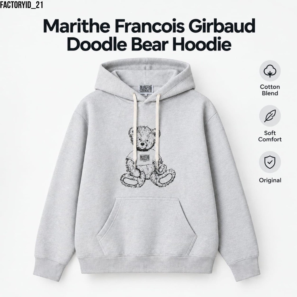 Marithe Francois Girbaud Doodle Bear Hoodie Original