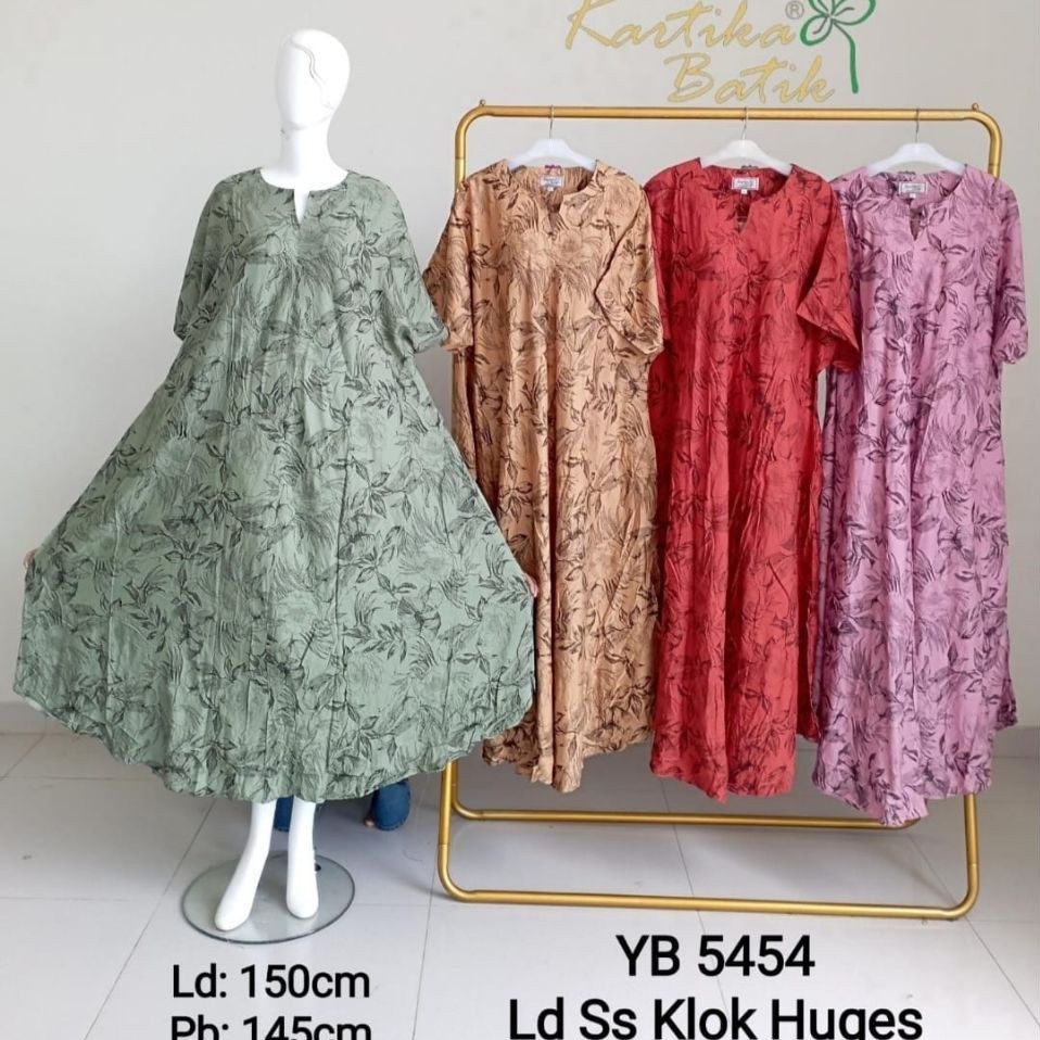 AZZAHRA DASTER Ds Kartika Batik YB 5454 Ld Ss Klok Huges wanita lengan pendek motif bunga
