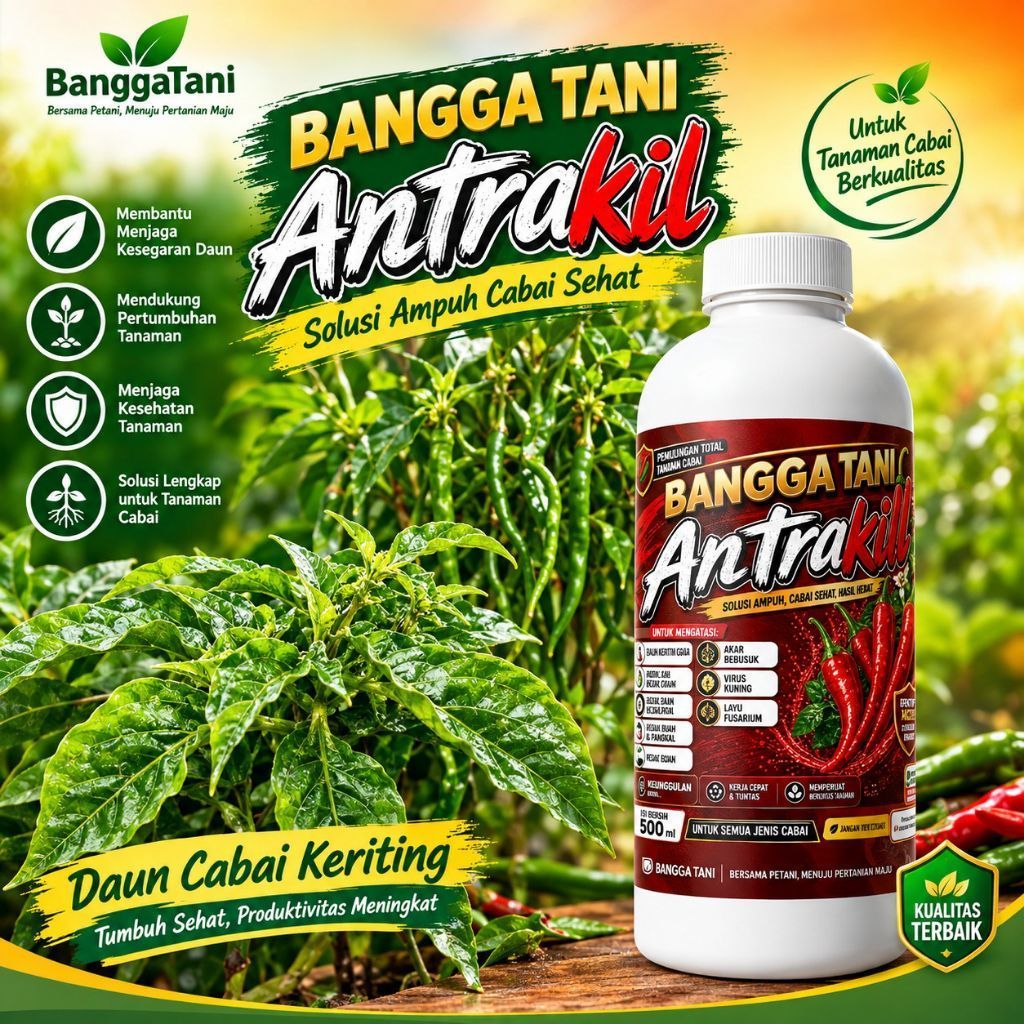 Obat Virus Gemini Cabe ANTRAKIL 500 ml | Daun Kuning, Keriting & Tanaman Kerdil
