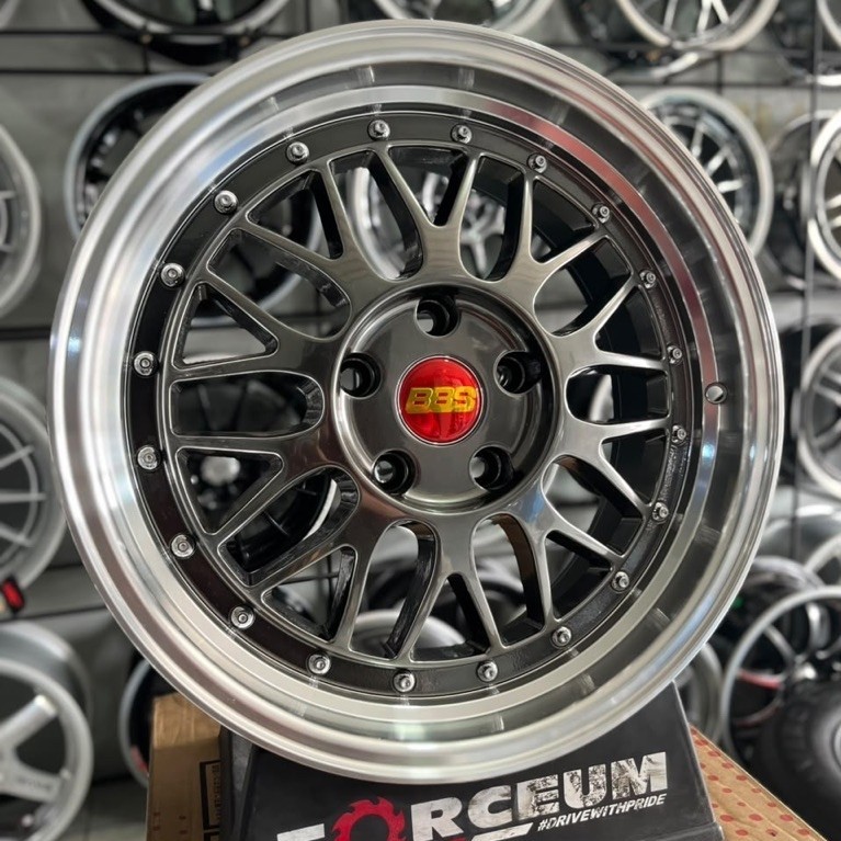 velg BBS lmr r17 hyper black lip polish pcd 5x114 kondisi baru