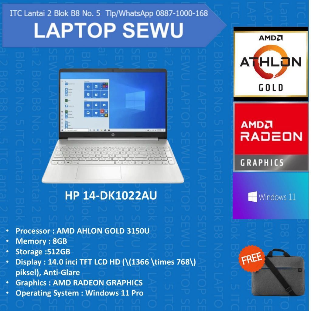 hp 14-dk1022au amd athlon gold 3150u 8 gb ssd 512 gb