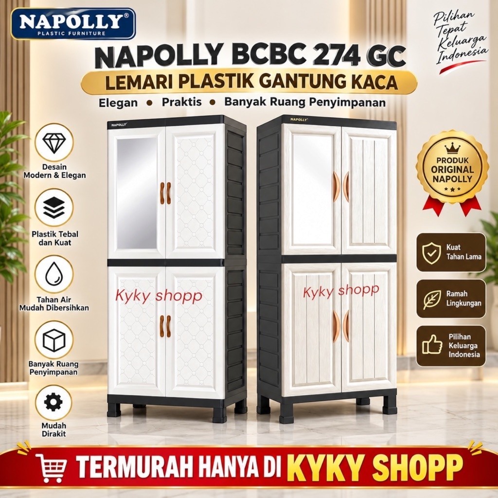 lemari plastik napolly bcbc 274 GC BCBC 254G lemari plastik gantung jumbo napolly gantung