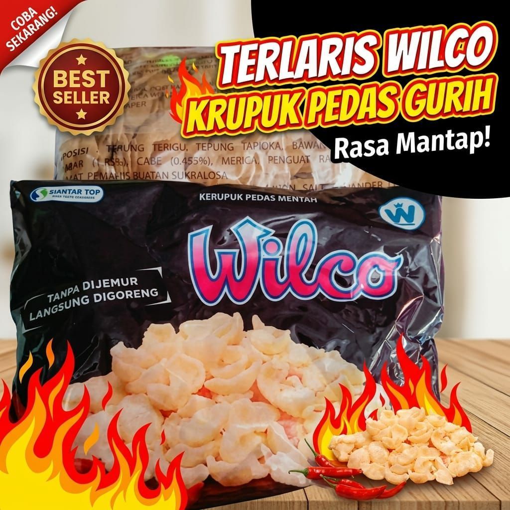 3 PCS | Kerupuk Pedas Wilco (mentah) / Kerupuk Wilco Mentah