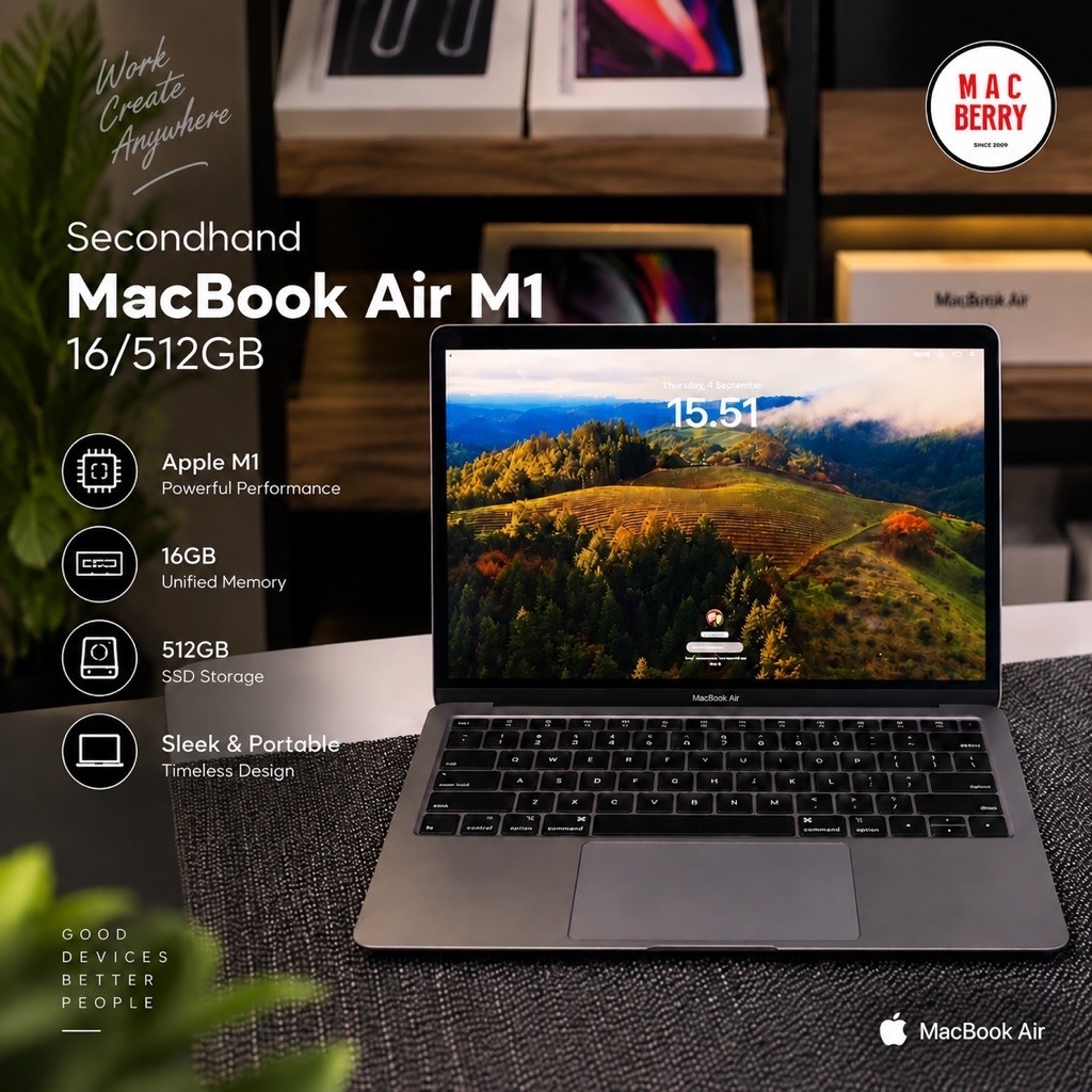 Macberry Macbook Air M1 13 inch 16/512GB Space Gray Original