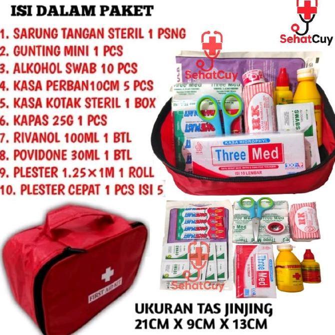 TERLARIS PAKET P3K TRAVEL KIT / TAS JINJING STANDAR DENGAN ISI LENGKAP P3K / COCOK UNTUK DAN MOBIL D