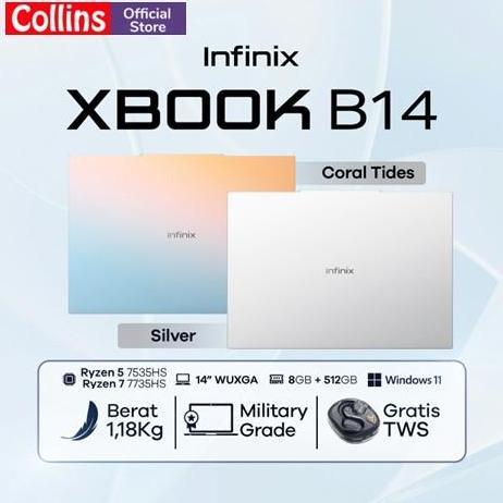 Laptop INFINIX XBOOK B14 RYZEN 5 5500U RYZEN 5 7535HS RYZEN 7 7735HS 8GB/16GB 512GB 14" WUXGA IPS W1