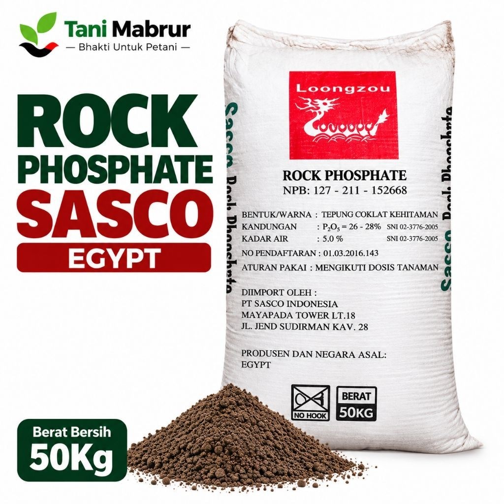 RP Sasco 50 Kg Egypt | Rock Phosphate P2O5 26-28% | Pupuk Fosfat Alam