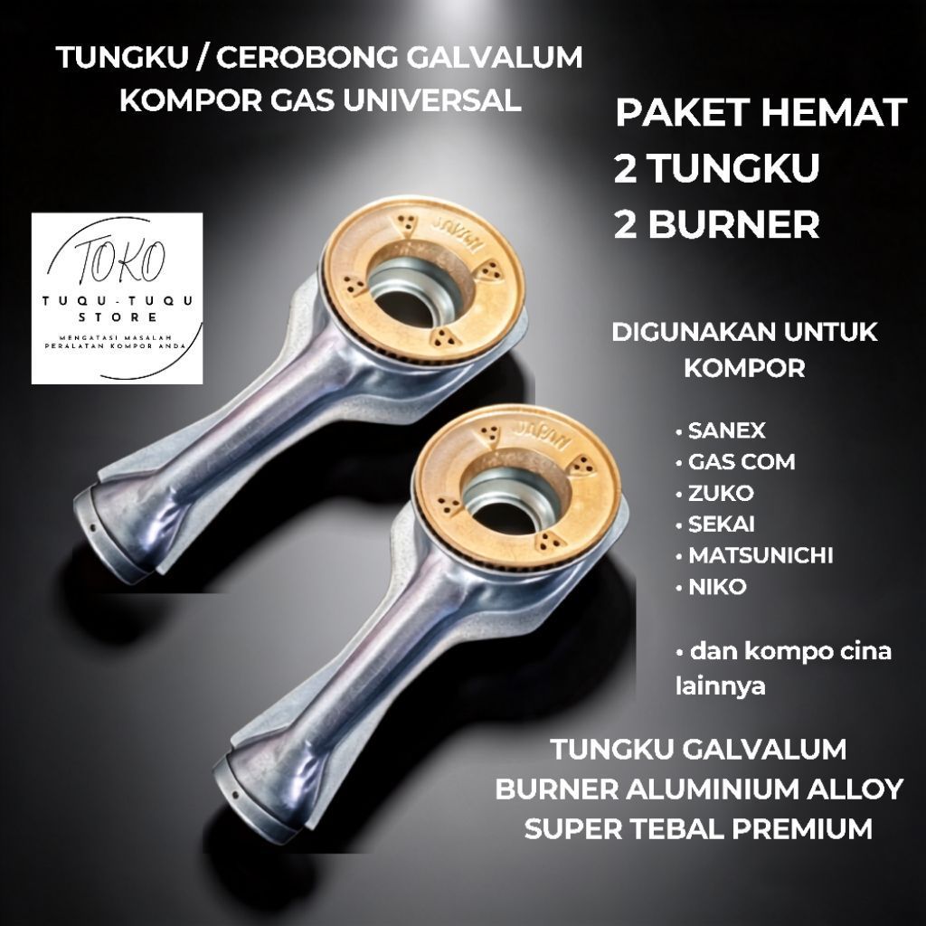 TUNGKU CEROBONG KOMPOR ZUKO / UNIVERSAL / 2 SET  / KOMPOR 2 TUNGKU