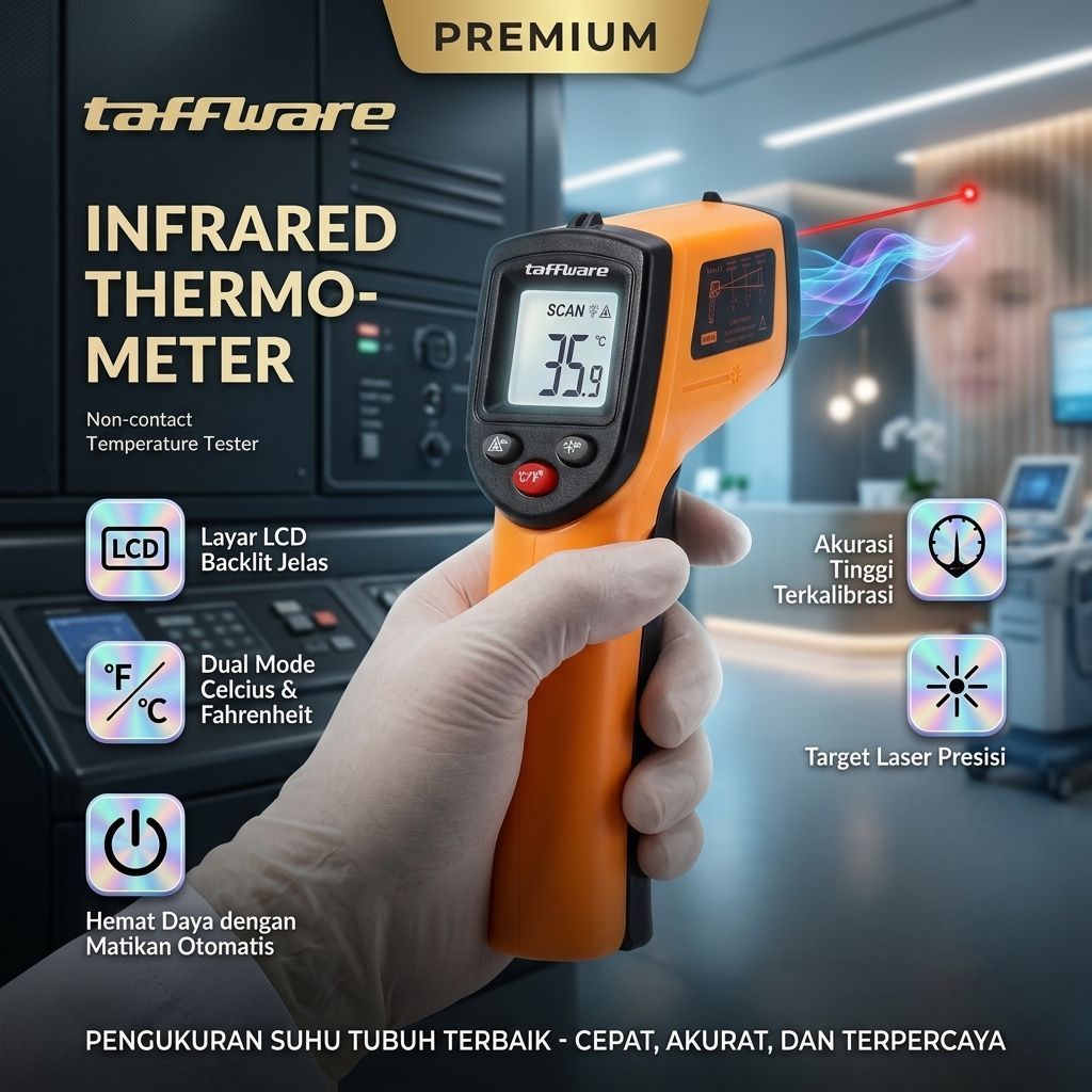 Thermogun Thermometer Industrial Laser Infrared Tanpa Sentuh