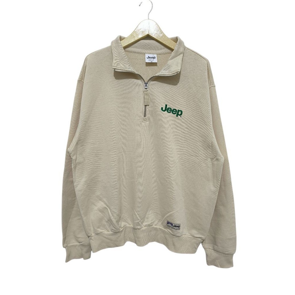 Sweater Jacket Half Zipper Jeep Cream Beige fit XL