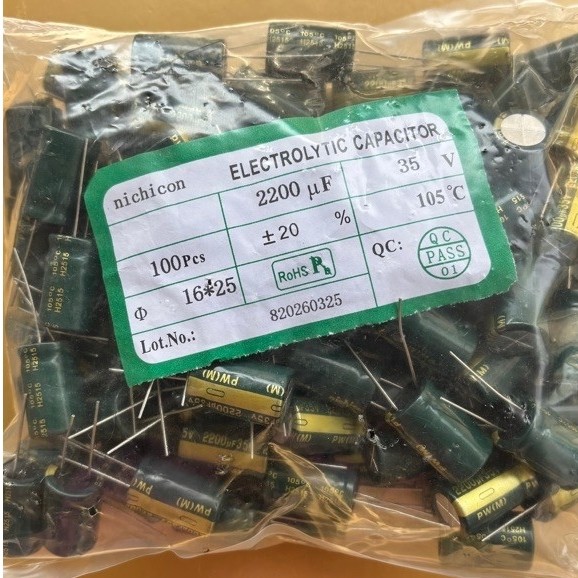 100 pcs Elko kapasitor 2200uf 35 volt / elko 2200 uf 35v