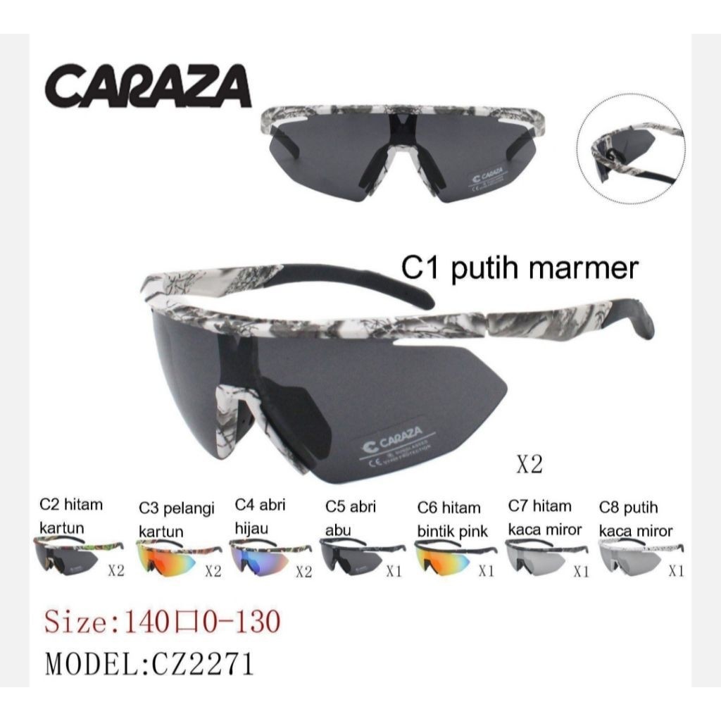 Kacamata Hitam Olahraga Sepeda Polarised Frame Sporty Pria Wanita Caraza 2271
