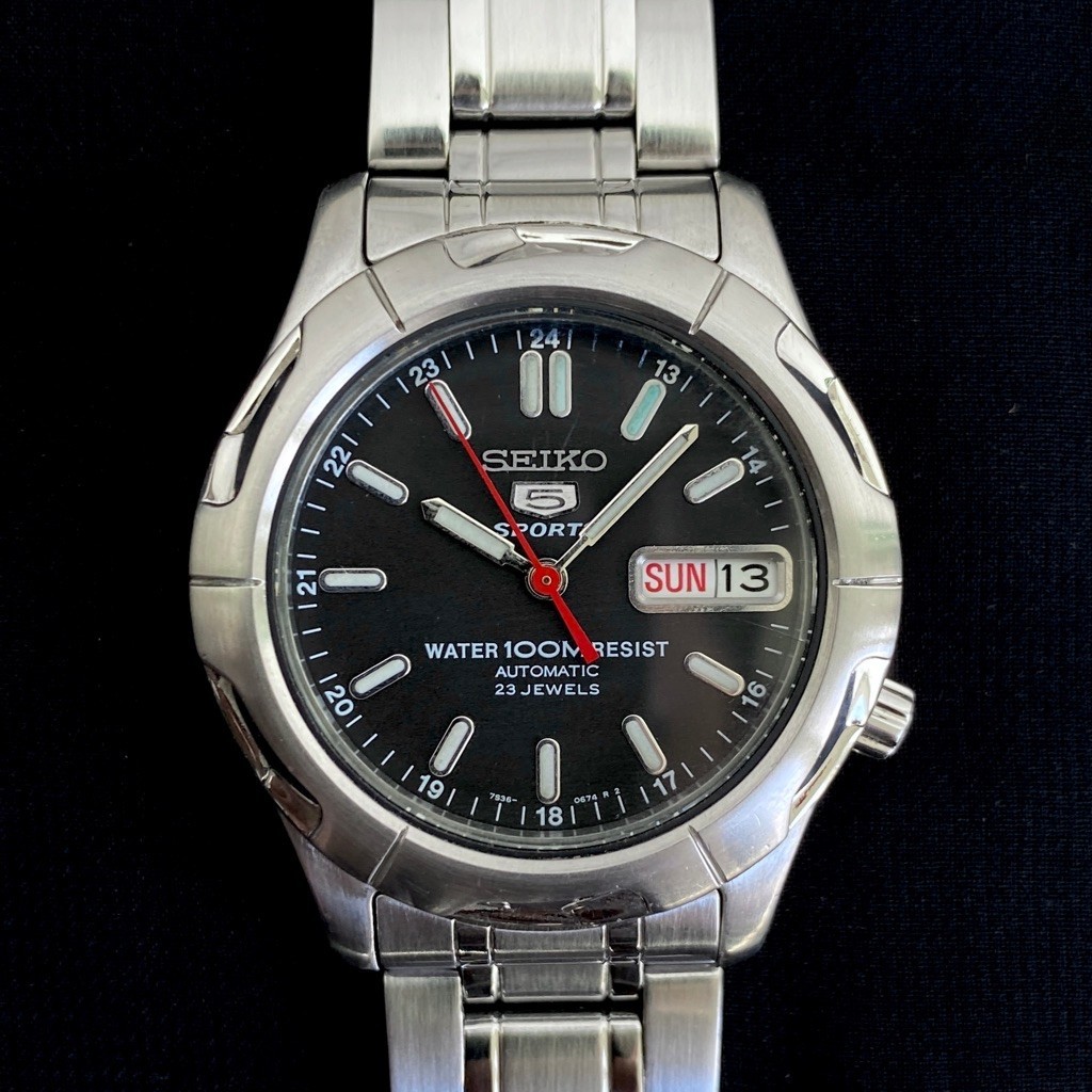 Seiko 5 Sports SNZ185 Matte Black Dial 7S36-00B0 Jam Tangan Pria Analog Original