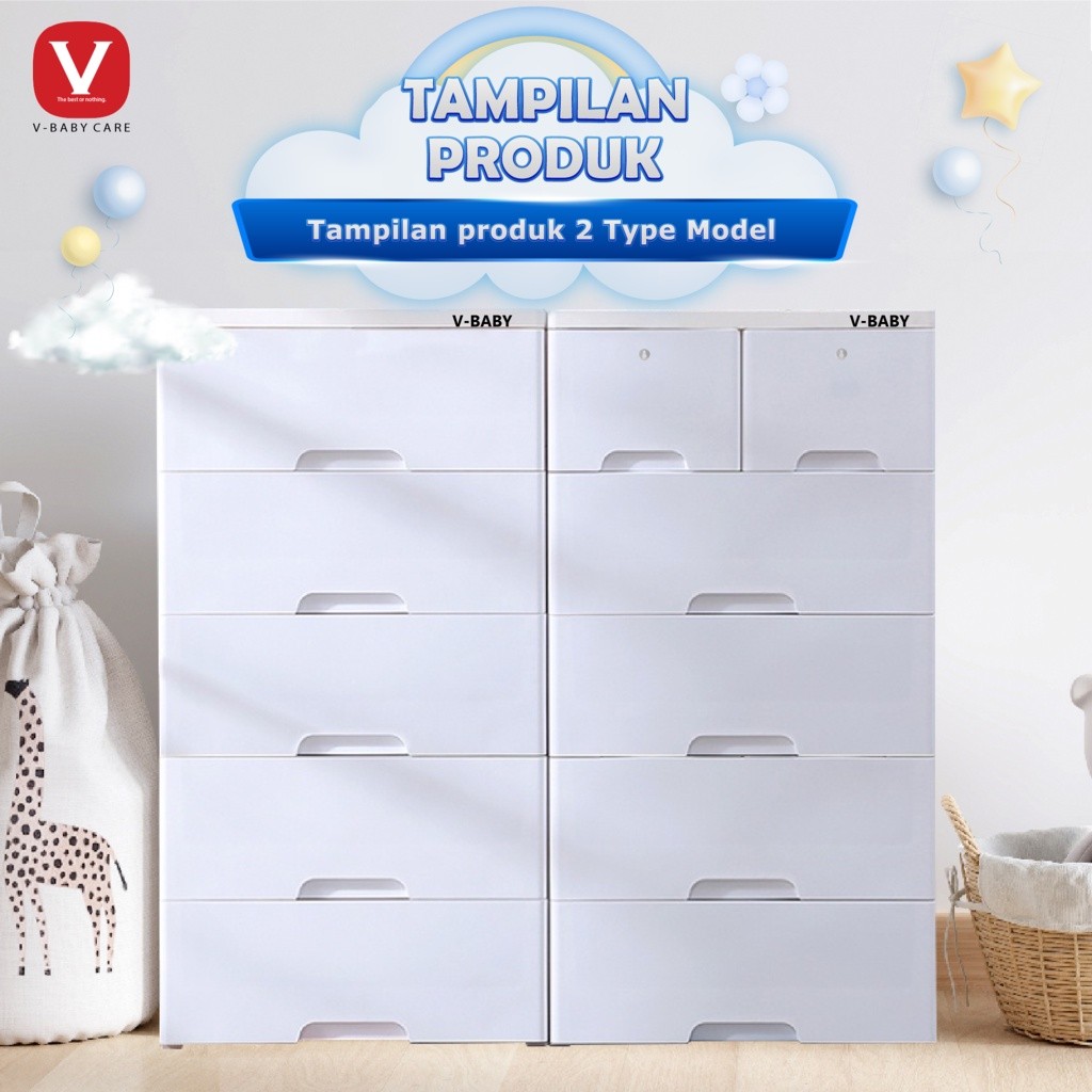 V-BABYCARE Lemari pakaian/lemari plastik premium/lemari pakaian anak/lemari V-BABYCARE-T1