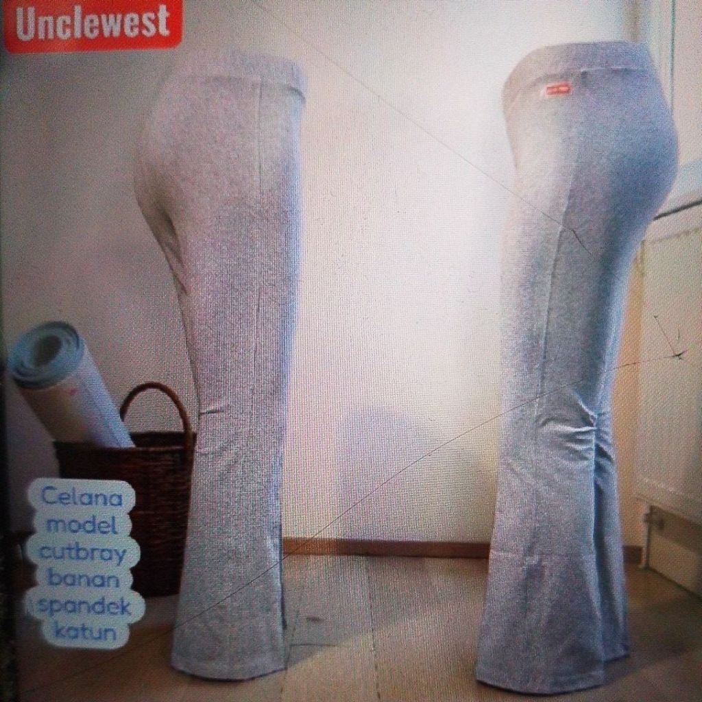 celana cutbray spandex unclewest warna abu muda