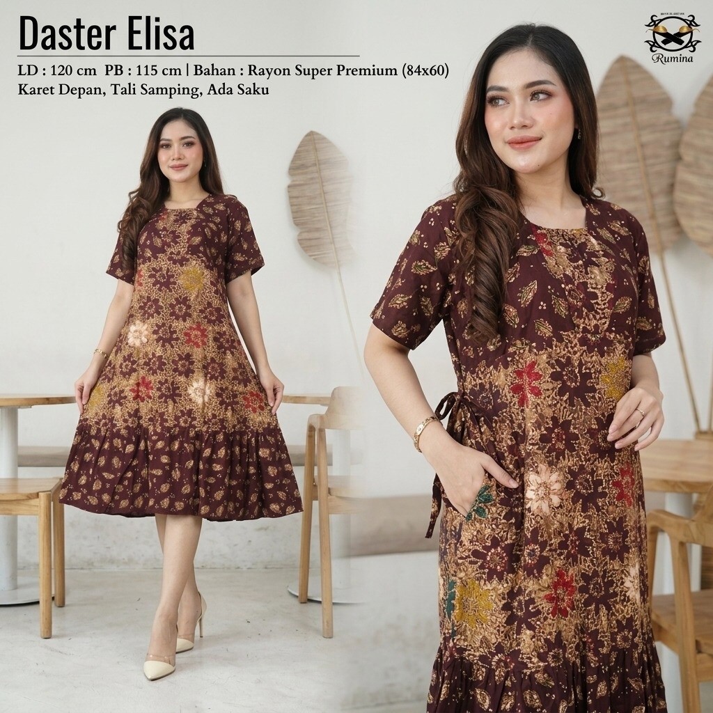 RM (Ld 115 - 120) DASTER FUJI ELISA DASTER CAP MALAMAN BAJU SANTAI HOMEWEAR BY RUMINA BATIK PEKALONG