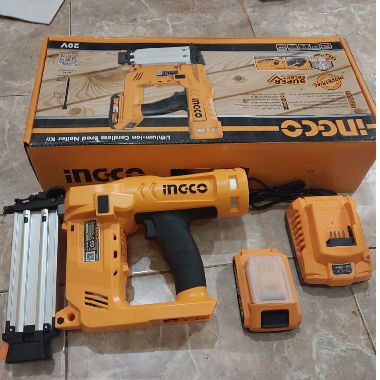 INGCO Mesin Paku Tembak Baterai Cordless Brad Nailer INCCO cordless brad naller kit, hekter tembak i