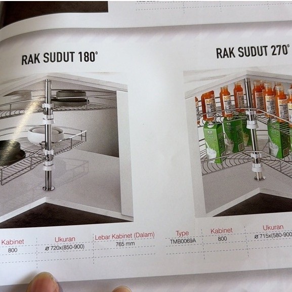 Rak Sudut 2 Susun 1/2 Lingkar Kitchen set bawah sudut