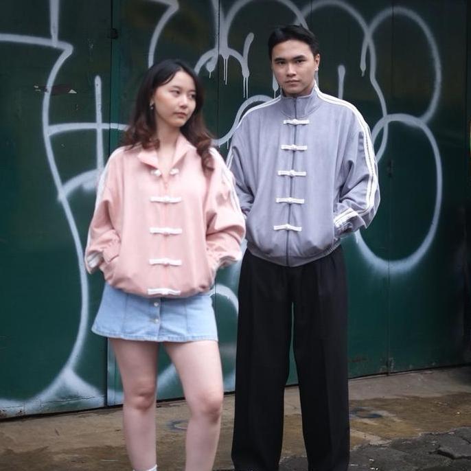 STUCCO XING O Track Jacket Oversize | Premium Suede| Pria / wanita | Dusty Blue
