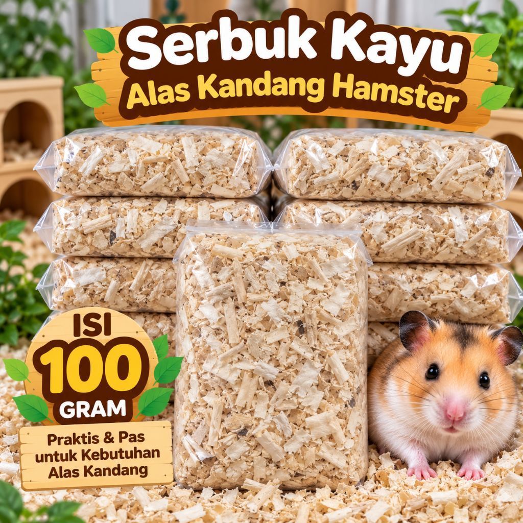 Serbuk Kayu Alas Kandang Hamster / Serbuk Jati Belanda Putih Lembut 100gr Cocok Untuk Hamster Syrian