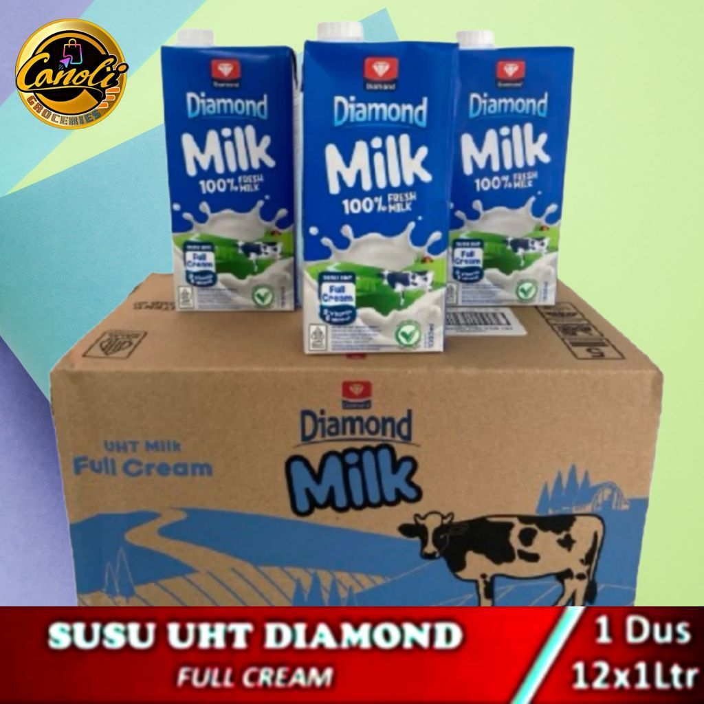 DIAMOND UHT 1 liter 1 Dus / 1000ml / Susu Diamond Full Cream UHT milk 1lt 1 Karton