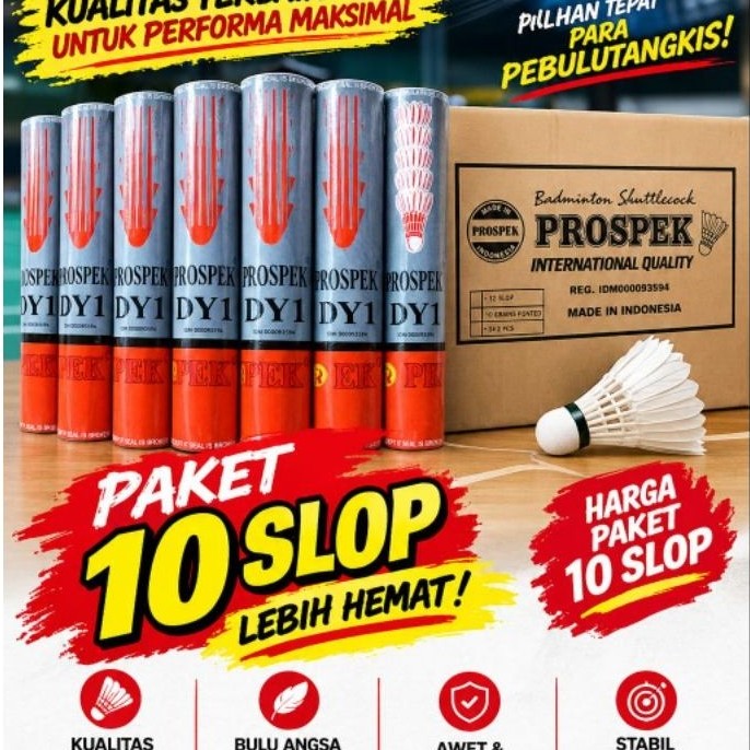 10 SLOP SHUTTLECOCK PROSPEK ORIGINAL KOK BADMINTON