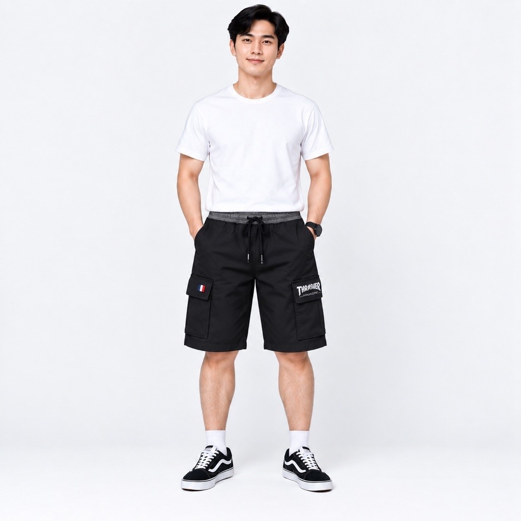 TRAVELBRO | Cargo Pendek Hitam Celana Cargo pendek