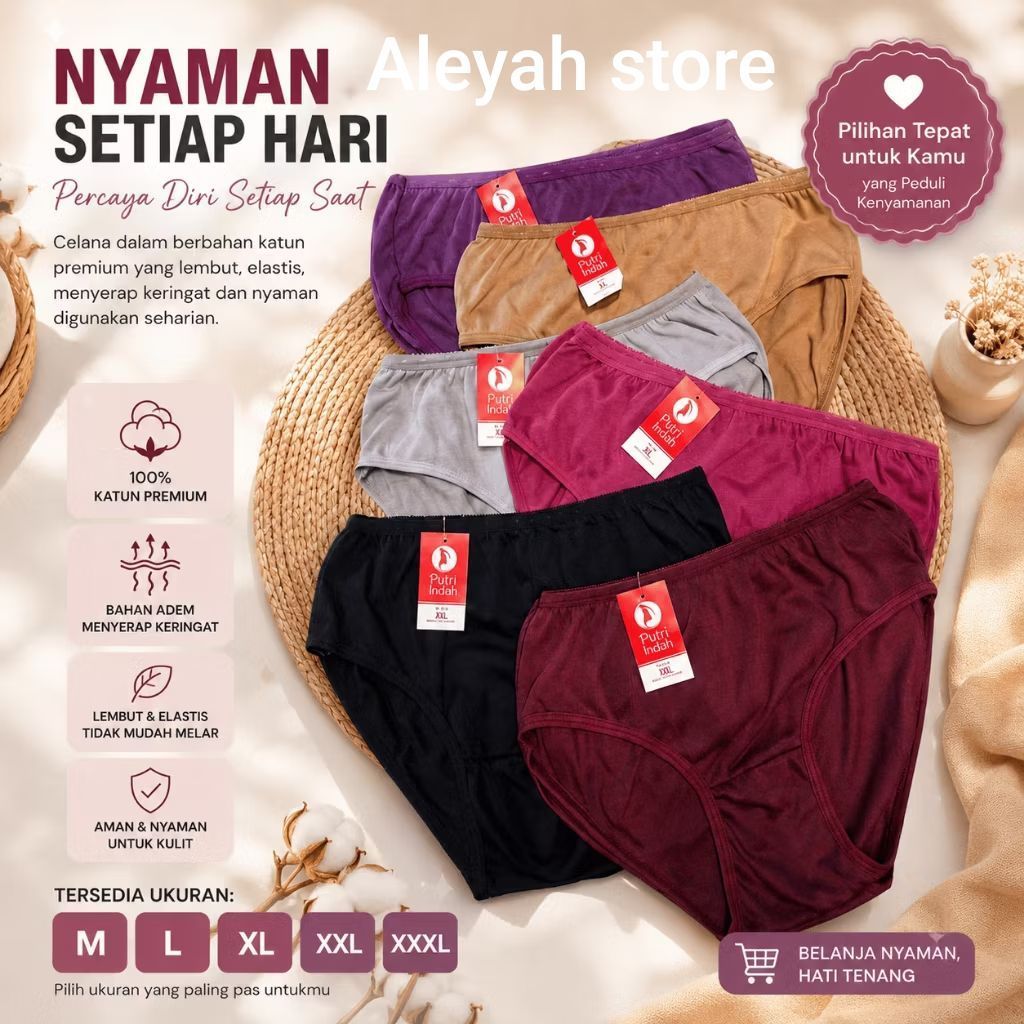 ALLEYAH CD 13 PUTRI INDAH / 2 PUTRI PROMO 9 Pcs Celana Dalam Wanita Katun Jumbo