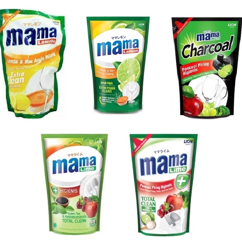 MAMA LEMON SABUN CUCI PIRING JERUK NIPIS 650ml POUCH REFILL LIME CHARCOAL GREEN TEA HABBATUSSAUDA TO