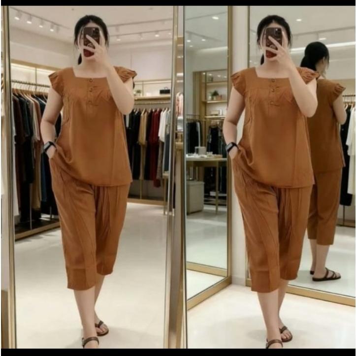Original Setelan Bangkok Wanita Jumbo7/8//Onset Baju Bangkok Wanita Kekinian Korean Stylee
