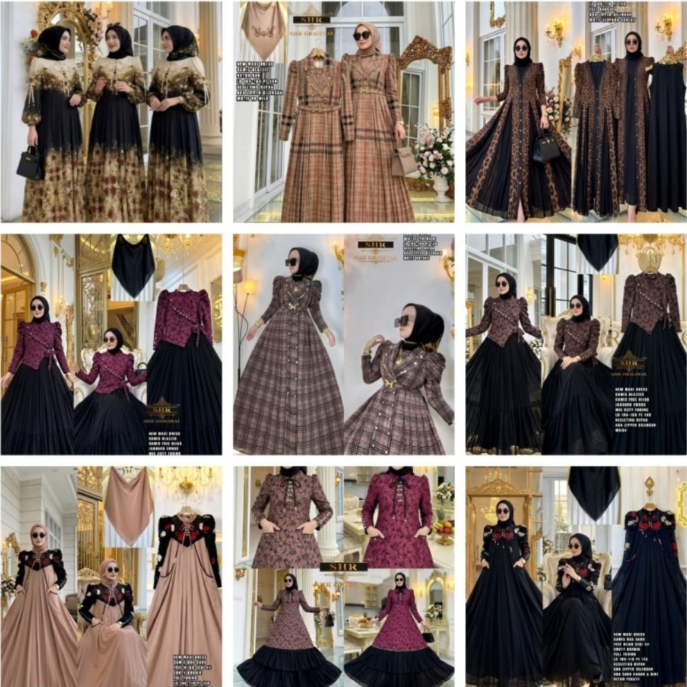 Readynew ory SHRmaxy blazer bunga&kotak bb+kotak premiumnew ori shr maxi dress ceruty bordir cantik&