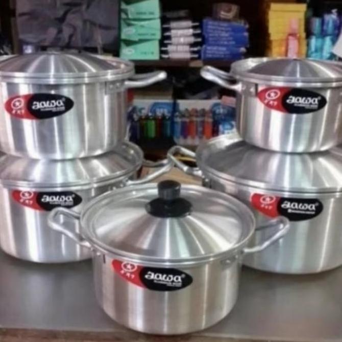(COD) 1set 5pcs panci jawa aluminium ORIGINAL MASPION / panci set jawa LENGKAP Kitchenware TAS