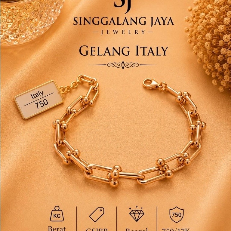 Gelang Emas Wanita Rose Gold 750/17k asli