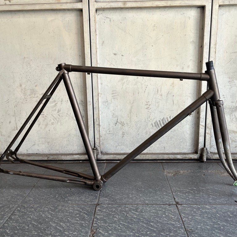 Frame Fork Sepeda Balap Roadbike Jadul coklat Ori