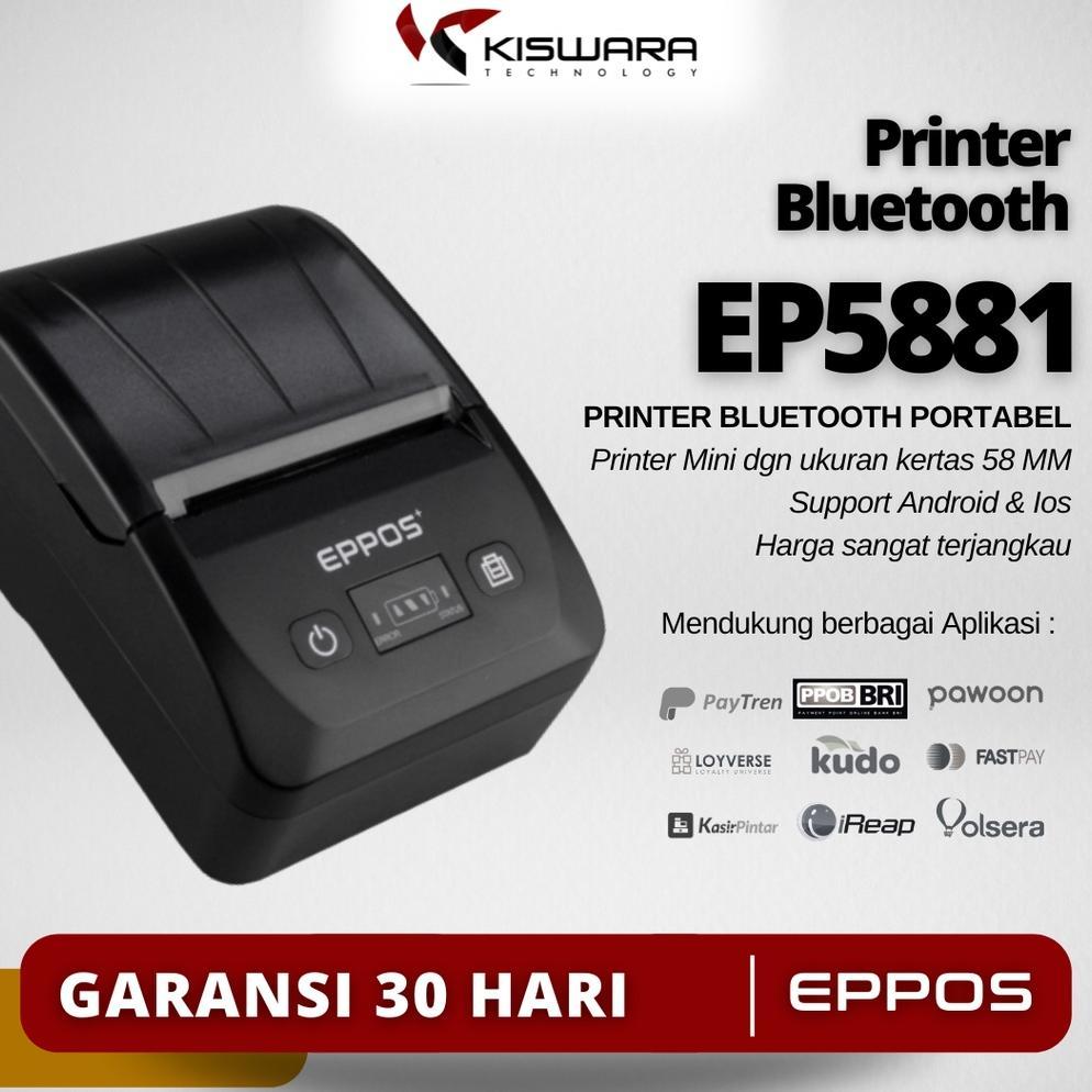 Portable Mini Printer Bluetooth EPPOS EP5881 58mm Print Struk Resi (Battery) Murah
