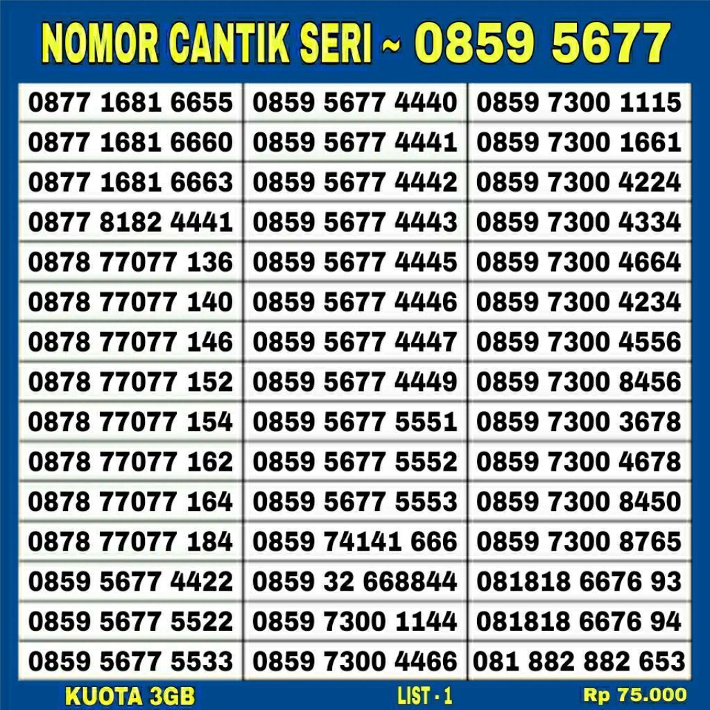 Nomor Cantik XL Axiata - Kartu Perdana Internet - Nomor 10 Digit - Nomor 12 Digit - Nomor Seri Tahun